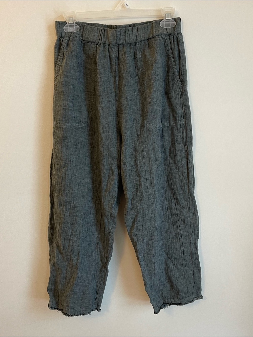 Cut Loose Small Linen Raw Edge Hem Pants Boho Lagenlook Relaxed